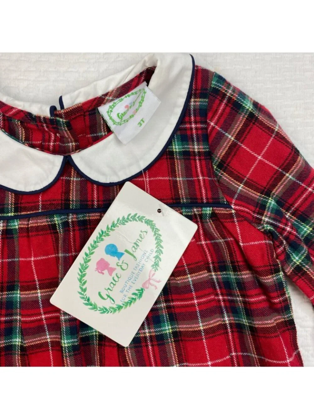 Grace and James Romper Size 3T Red Plaid Charles Bubble 1 Piece Snap Closure